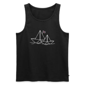 Bateau en papier Coeur Amour Couples Bateau en papier Bateau - Débardeur bio Premium Homme - noir - Devant - Michal (187cm)
