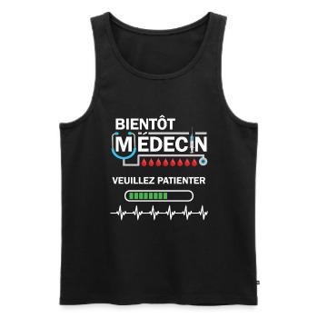 Futur Médecin Humour Veuillez Patienter - Débardeur bio Premium Homme - noir - Devant - Michal (187cm)