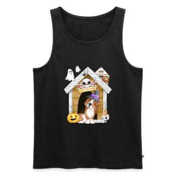 Halloween Basset Hound Dog Witch - Men's Premium Organic Tank Top - black - Front - AI Model Male 178 light (178cm)