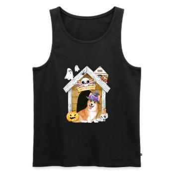Halloween Corgi Dog Witch - Men's Premium Organic Tank Top - black - Front - AI Model Male 178 light (178cm)
