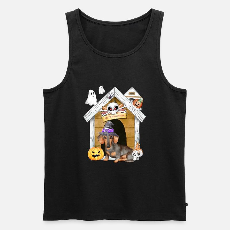 Halloween Dackel Hund Hexe - Männer Premium Bio Tank Top - Schwarz
