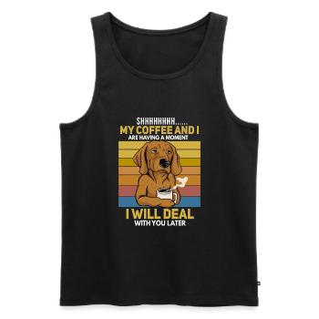 Funny Dog Coffee Drinker Saying - Men's Premium Organic Tank Top - black - Front - Michal (187cm)