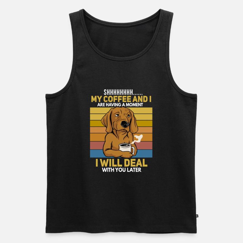 Lustiger Hunde Kaffeetrinker Spruch - Männer Premium Bio Tank Top - Schwarz