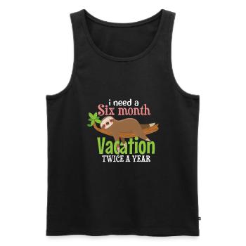 Funny holiday travel sloth saying - Men's Premium Organic Tank Top - black - Front - Michal (187cm)