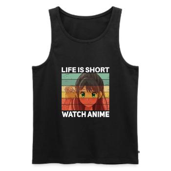 Funny Anime Saying Design - Men's Premium Organic Tank Top - black - Front - Michal (187cm)