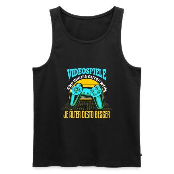 Cooles Gamer Zocker Spruch Design - Männer Premium Bio Tank Top - Schwarz - Vorne - Michal (187cm)