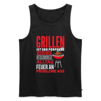 Cooler Griller Barbeque Grillen Spruch - Männer Premium Bio Tank Top - Schwarz - Vorne - Michal (187cm)