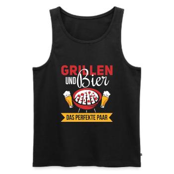 Cooler Griller Barbeque Grillen Spruch - Männer Premium Bio Tank Top - Schwarz - Vorne - Michal (187cm)