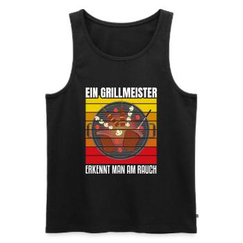 Cooler Griller Barbeque Grillen Spruch - Männer Premium Bio Tank Top - Schwarz - Vorne - Michal (187cm)