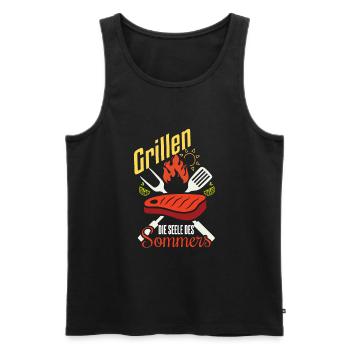Cooler Griller Barbeque Grillen Spruch - Männer Premium Bio Tank Top - Schwarz - Vorne - Michal (187cm)