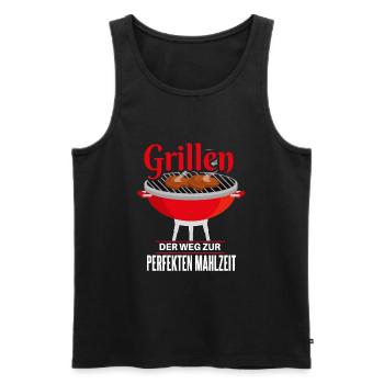 Cooler Griller Barbeque Grillen Spruch - Männer Premium Bio Tank Top - Schwarz - Vorne - Michal (187cm)