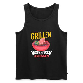 Cooler Griller Barbeque Grillen Spruch - Männer Premium Bio Tank Top - Schwarz - Vorne - Michal (187cm)