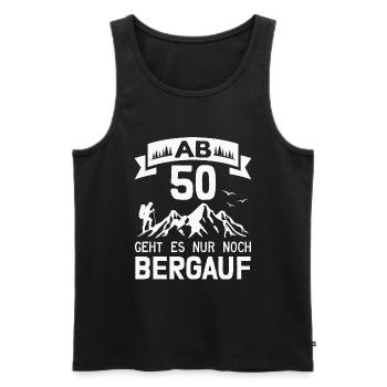 50. Geburtstag Bergsteiger Wanderer Berge Wandern - Männer Premium Bio Tank Top - Schwarz - Vorne - Michal (187cm)