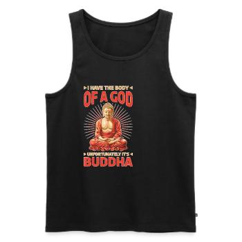 I Have The Body Of A God It's Buddha 2 - Männer Premium Bio Tank Top - Schwarz - Vorne - Michal (187cm)