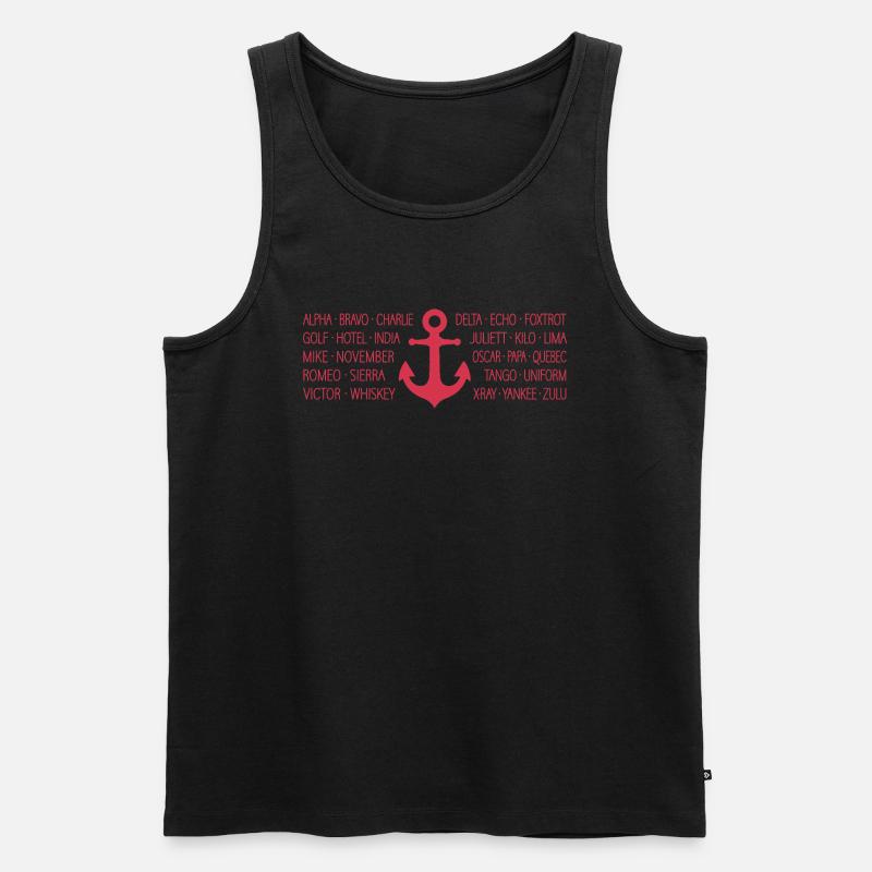 NATO-Alphabet Seefunk mit Anker rot - Männer Premium Bio Tank Top - Schwarz