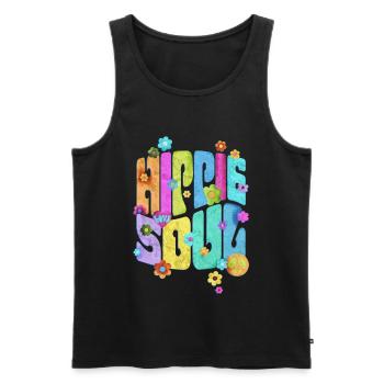 Retro Flower Power - Love Hippie Soul 1 - Men's Premium Organic Tank Top - black - Front - Michal (187cm)