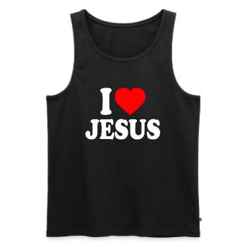 I love jesus - Débardeur bio Premium Homme - noir - Devant - Michal (187cm)