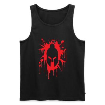 Spartaner Helm in Blutfleck | Krieger Training - Männer Premium Bio Tank Top - Schwarz - Vorne - AI Model Male 178 light (178cm)