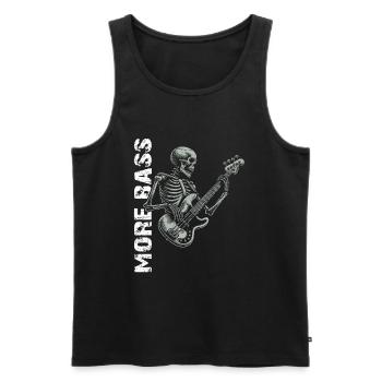 Skelett Skull mit Bassgitarre und Spruch Mehr Bass - Männer Premium Bio Tank Top - Schwarz - Vorne - AI Model Male 178 light (178cm)