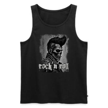 Rock'n'Roll Horror Punk Zombie Skull - Men's Premium Organic Tank Top - black - Front - AI Model Male 178 light (178cm)