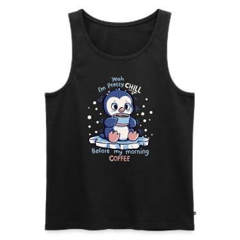 Ich bin ziemlich entspannt vor meinem Morgenkaffee - Männer Premium Bio Tank Top - Schwarz - Vorne - AI Model Male 178 light (178cm)
