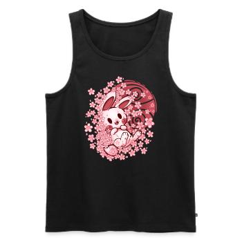Lapin de fleur de printemps - Débardeur bio Premium Homme - noir - Devant - AI Model Male 178 light (178cm)