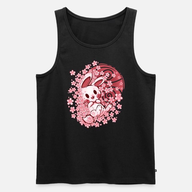 Frühlingsblüten-Hase - Männer Premium Bio Tank Top - Schwarz