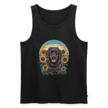 Süßer Neufundländer mit sonnigen Sonnenblumen. - Männer Premium Bio Tank Top - Schwarz - Vorne - AI Model Male 178 light (178cm)