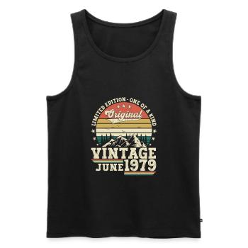 Original June Vintage 1979 43rd Birthday Men - Men's Premium Organic Tank Top - black - Front - Michal (187cm)