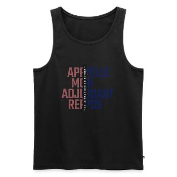 APPELLE MOI ADJUDANT, REPOS - Débardeur bio Premium Homme - noir - Devant - AI Model Male 178 light (178cm)