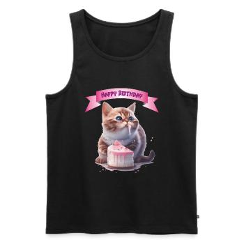 Joyeux anniversaire chaton cadeau - Débardeur bio Premium Homme - noir - Devant - Michal (187cm)
