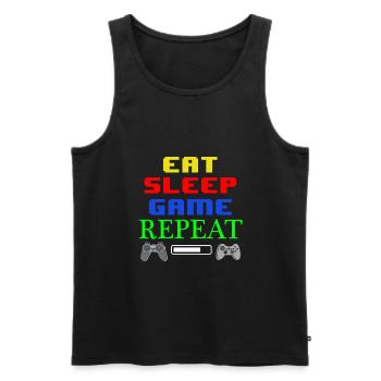 Eat Sleep Game Repeat - Men's Premium Organic Tank Top - black - Front - AI Model Male 178 light (178cm)