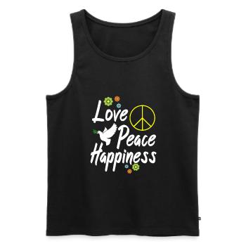 Love Peace Happiness - Débardeur bio Premium Homme - noir - Devant - Michal (187cm)