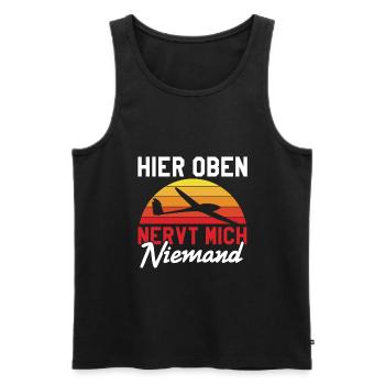 Hier oben nervt mich niemand - Männer Premium Bio Tank Top - Schwarz - Vorne - AI Model Male 178 light (178cm)