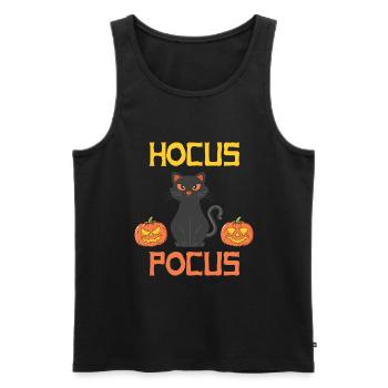 Citrouille de chat d’Halloween - Débardeur bio Premium Homme - noir - Devant - Michal (187cm)