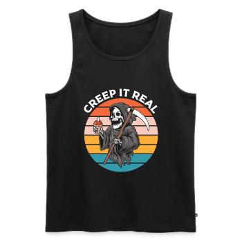 Halloween Skeleton with Scythe - Men's Premium Organic Tank Top - black - Front - Michal (187cm)