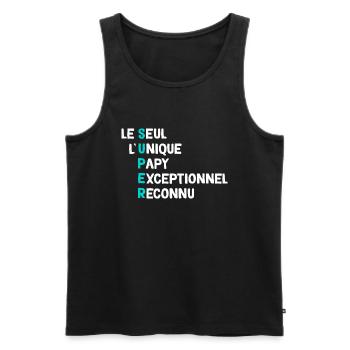 Papy Unique Citation Tendre Pour mon Papy - Débardeur bio Premium Homme - noir - Devant - Michal (187cm)