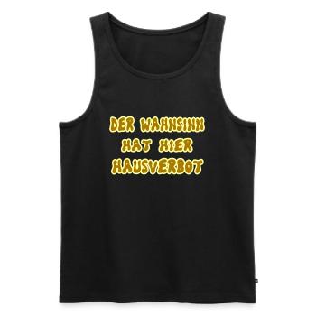 Der Wahnsinn hat hier Hausverbot - Männer Premium Bio Tank Top - Schwarz - Vorne - AI Model Male 178 light (178cm)