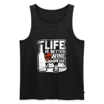 Life Is Better With Wine And Campfire - Men's Premium Organic Tank Top - black - Front - Michal (187cm)