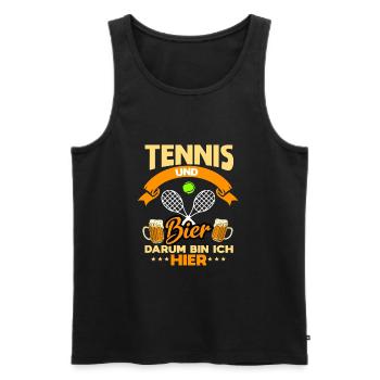 Tennis und Bier darum bin ich hier Geschenk Tennis - Männer Premium Bio Tank Top - Schwarz - Vorne - Michal (187cm)