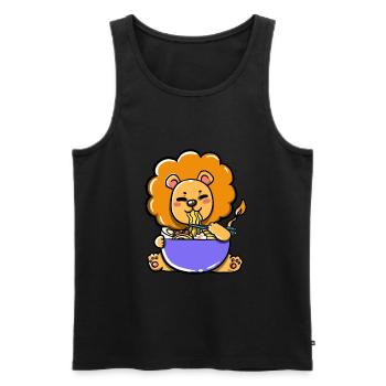 Süßer Löwe isst Ramen Suppe - Männer Premium Bio Tank Top - Schwarz - Vorne - Michal (187cm)