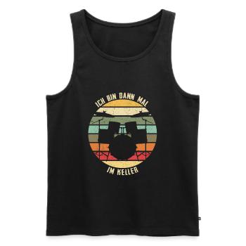 Ich bin dann mal im Keller - Schlagzeug Retro - Männer Premium Bio Tank Top - Schwarz - Vorne - AI Model Male 178 light (178cm)