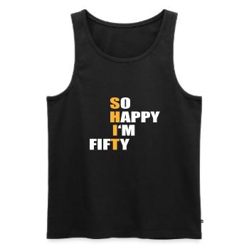 So Happy I'm Fifty 50 Geburtstag - Männer Premium Bio Tank Top - Schwarz - Vorne - AI Model Male 178 light (178cm)
