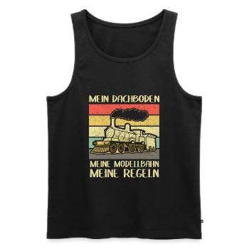 Mein Dachboden Meine Modellbahn Dampflok - Männer Premium Bio Tank Top - Schwarz - Vorne - Michal (187cm)