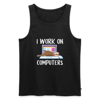 I work on computers Computer Progammierer Geschen - Männer Premium Bio Tank Top - Schwarz - Vorne - AI Model Male 178 light (178cm)
