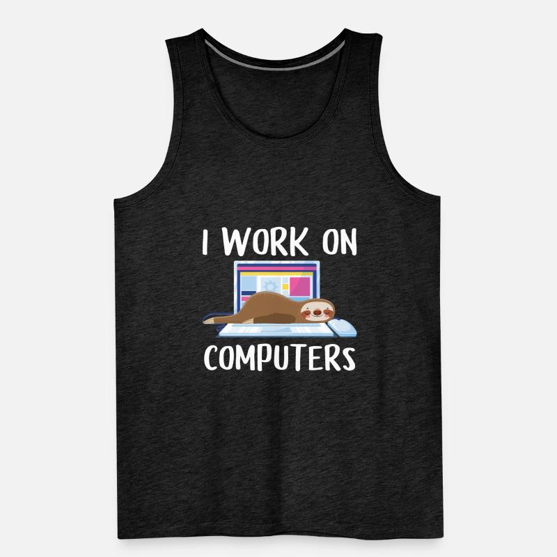 I work on computers Computer Progammer Geschen Débardeur bio Premium Homme
