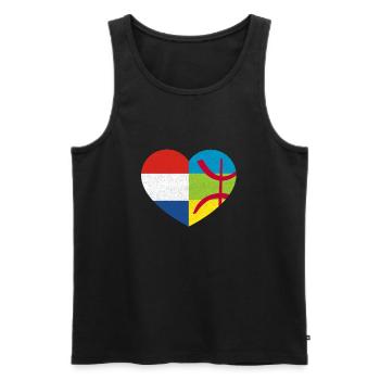 Amazigh Kabyle Dutch Pride Heart Tamazgha - Débardeur bio Premium Homme - noir - Devant - AI Model Male 178 light (178cm)