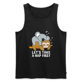 Sloth koala sleeping late riser cute loafers - Men's Premium Organic Tank Top - black - Front - AI Model Male 178 light (178cm)