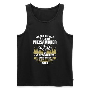 Pilzsammler Pilzsaison Pilze Sammeln Pilzsucher - Männer Premium Bio Tank Top - Schwarz - Vorne - Michal (187cm)