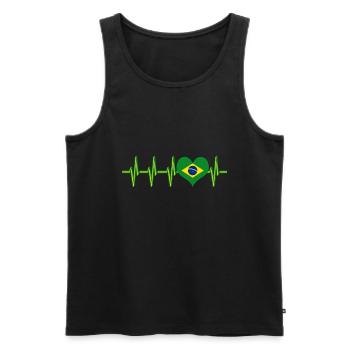 Brésil drapeau Pouls coeur EKG pays - Débardeur bio Premium Homme - noir - Devant - Michal (187cm)
